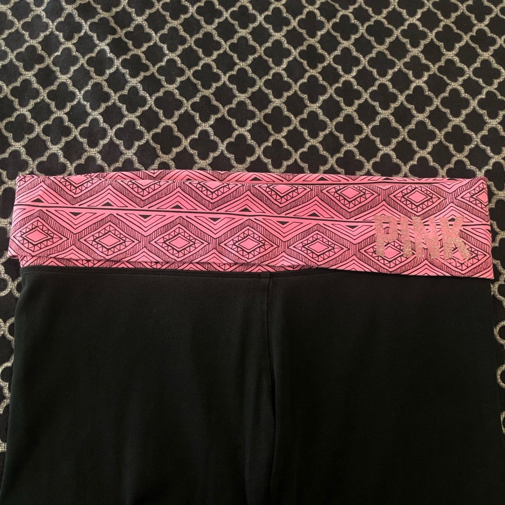 Y2K Victoria's Secret PINK VS  2012 Foldover Yoga Pants Aztec Sz Medium *Holes*
